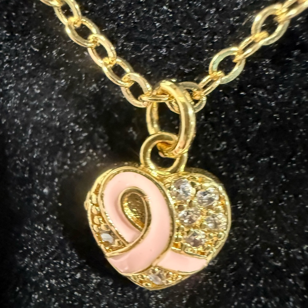 Gold Heart Breast Cancer Survivor Pendant Necklace